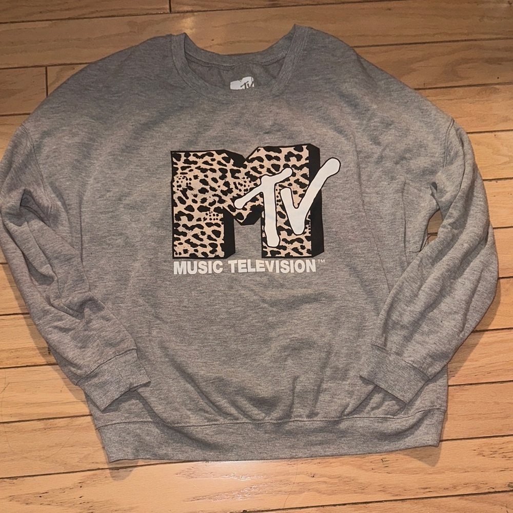 Gray MTV Leopard Print Sweatshirt